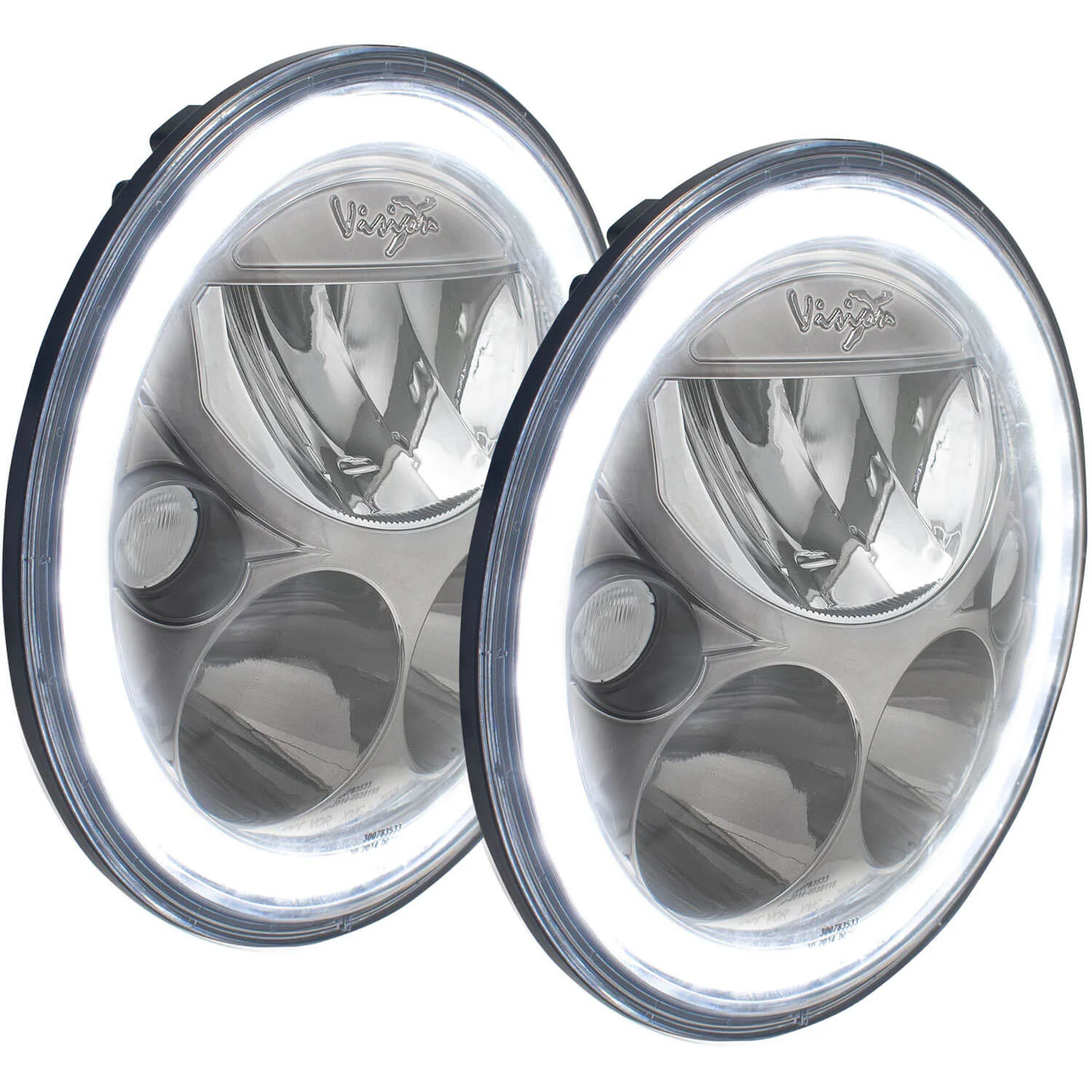 2007-2017 Jeep JK VX LED Headlight Kit - Black Chrome | White Halo - Image 2