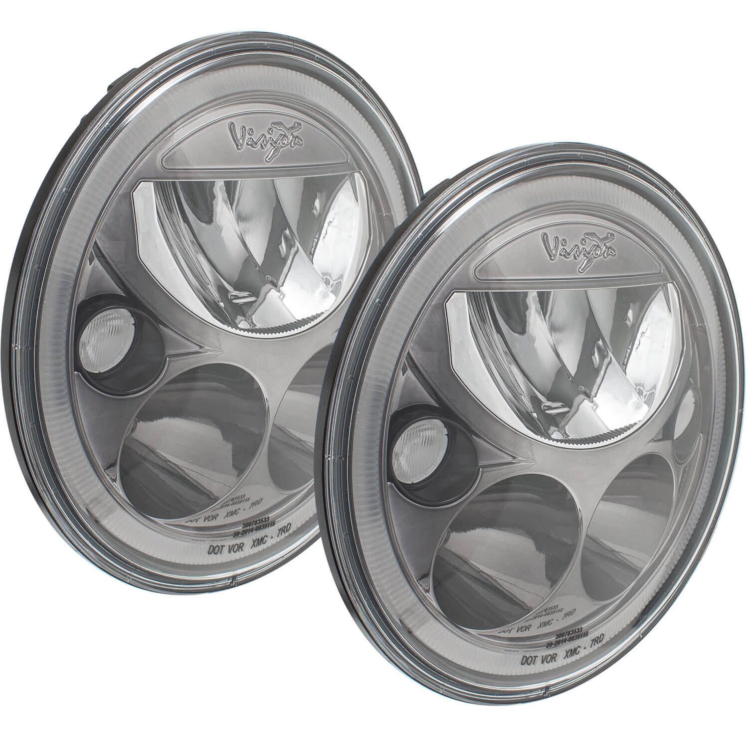 2007-2017 Jeep JK VX LED Headlight Kit - Black Chrome | White Halo - Image 4