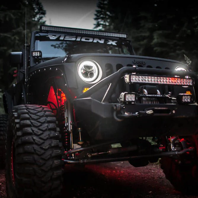 2007-2017 Jeep JK VX LED Headlight Kit - Chrome | White Halo