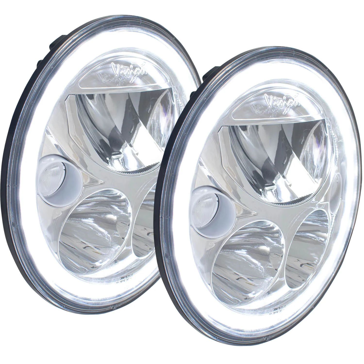 2007-2017 Jeep JK VX LED Headlight Kit - Chrome | White Halo - Image 2