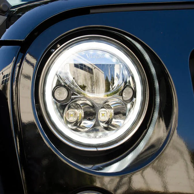 2007-2017 Jeep JK VX LED Headlight Kit - Chrome | White Halo - Image 3