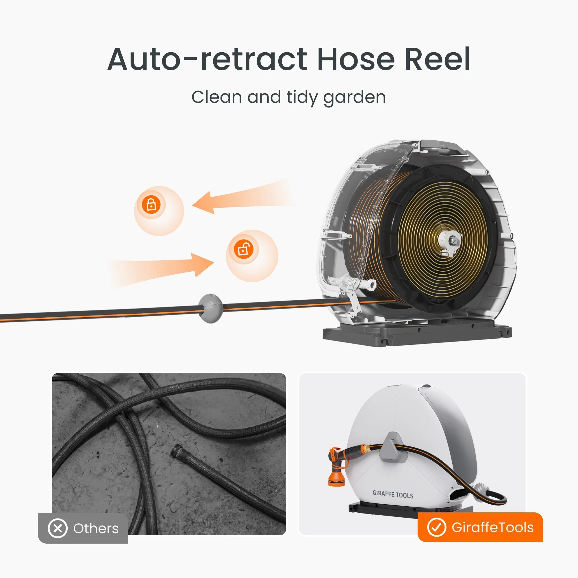 Ground-Mounted Retractable Hose Reel 82ft-130ft - Image 4