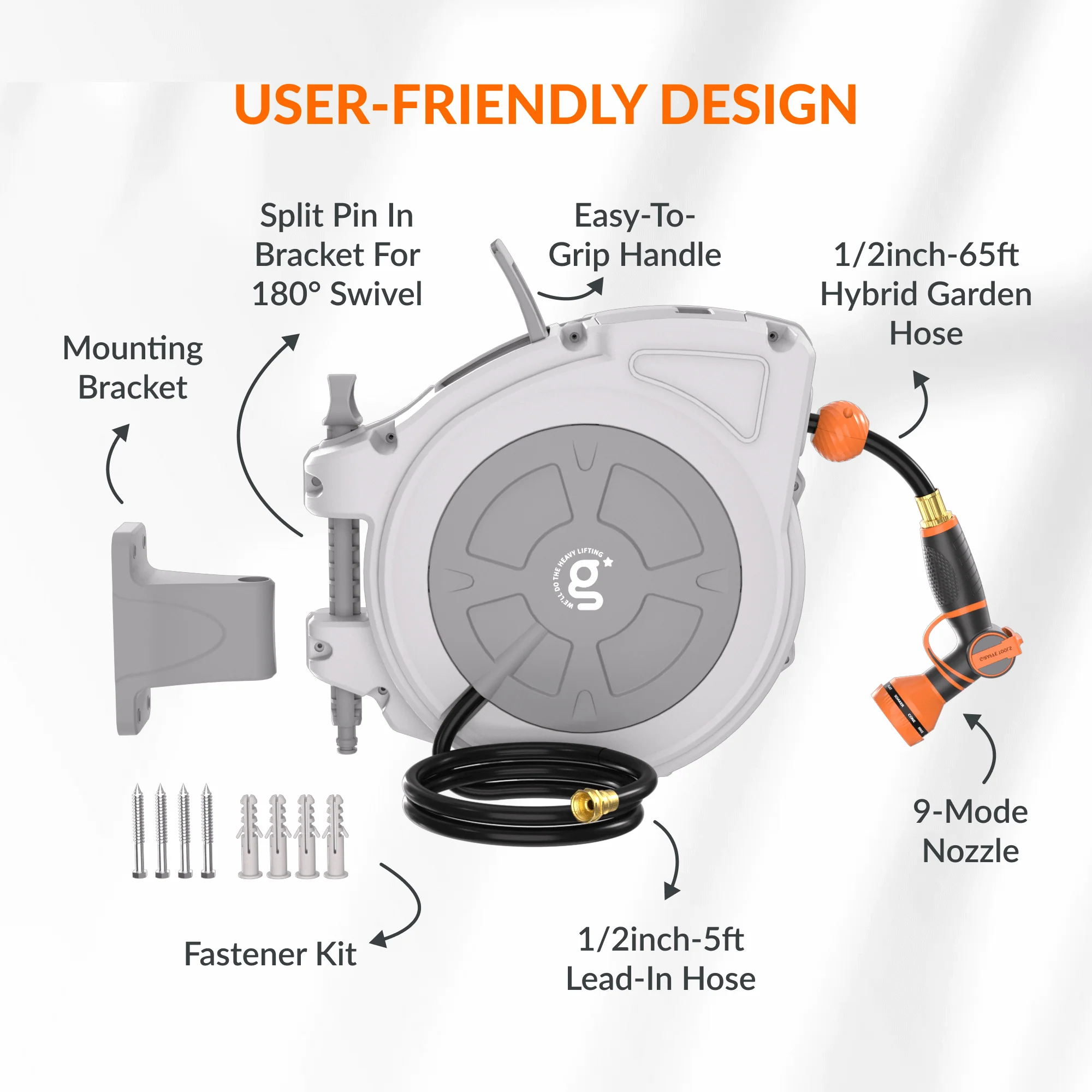 Retractable Garden Hose Reel-1/2 in-65ft - Image 7