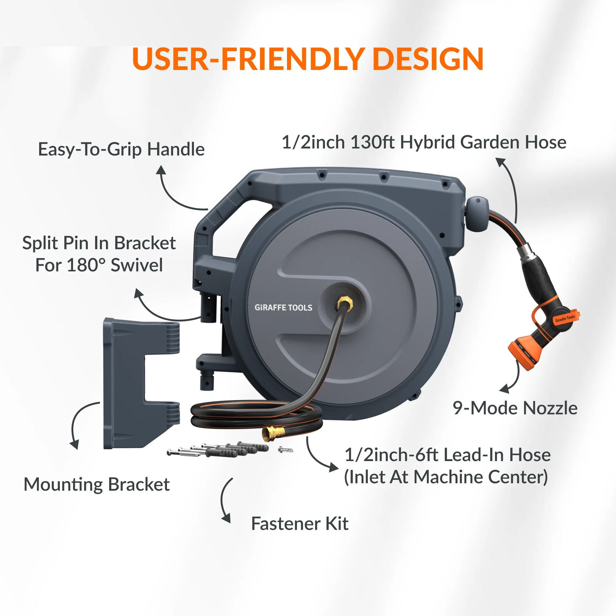 Retractable Garden Hose Reel-1/2in-130ft - Image 10