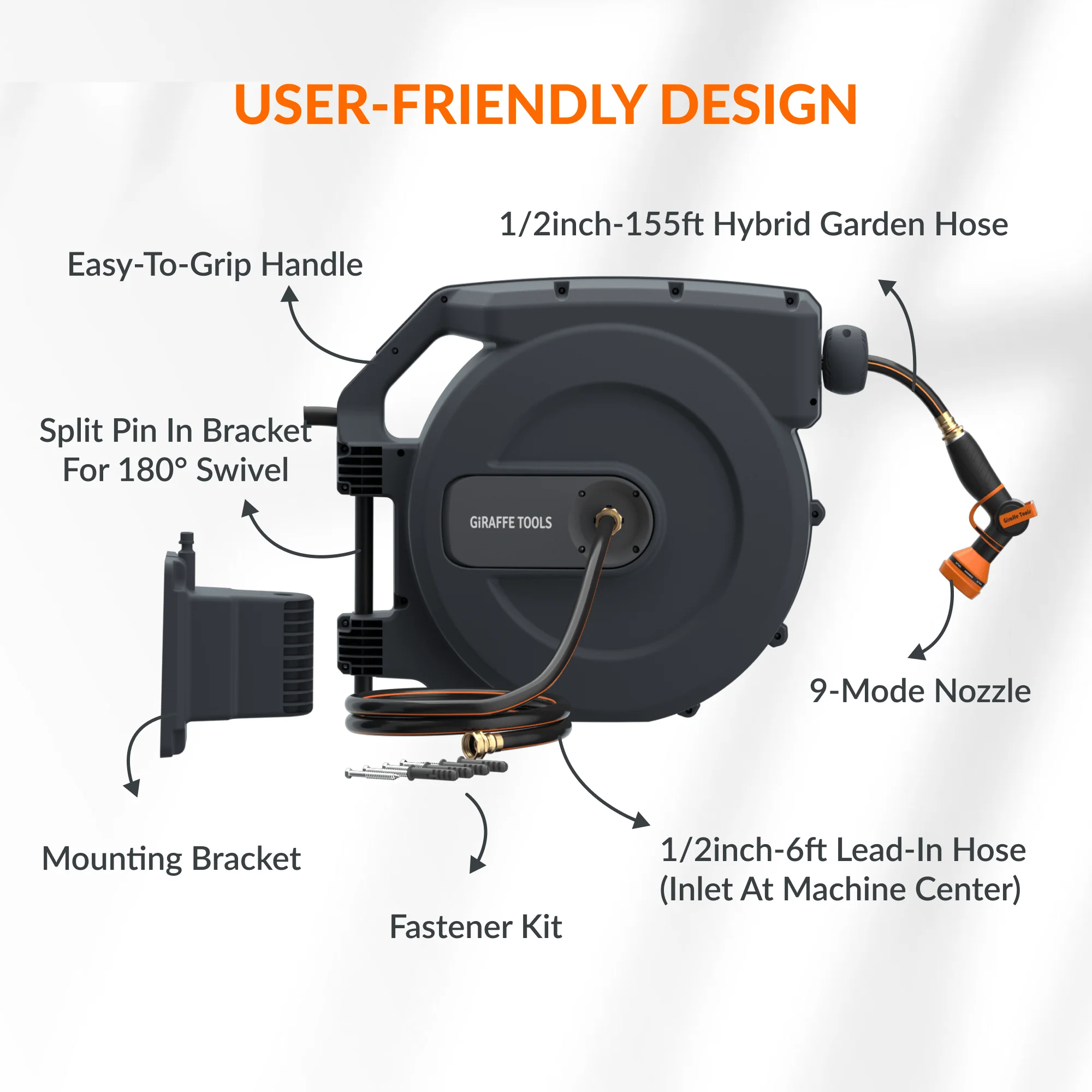Retractable Garden Hose Reel-1/2in-155ft - Image 11